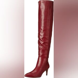 Sam Edelman Women's 6 Ursula Rhubarb Pointed Toe High Knee Kitten Heel Boot New.